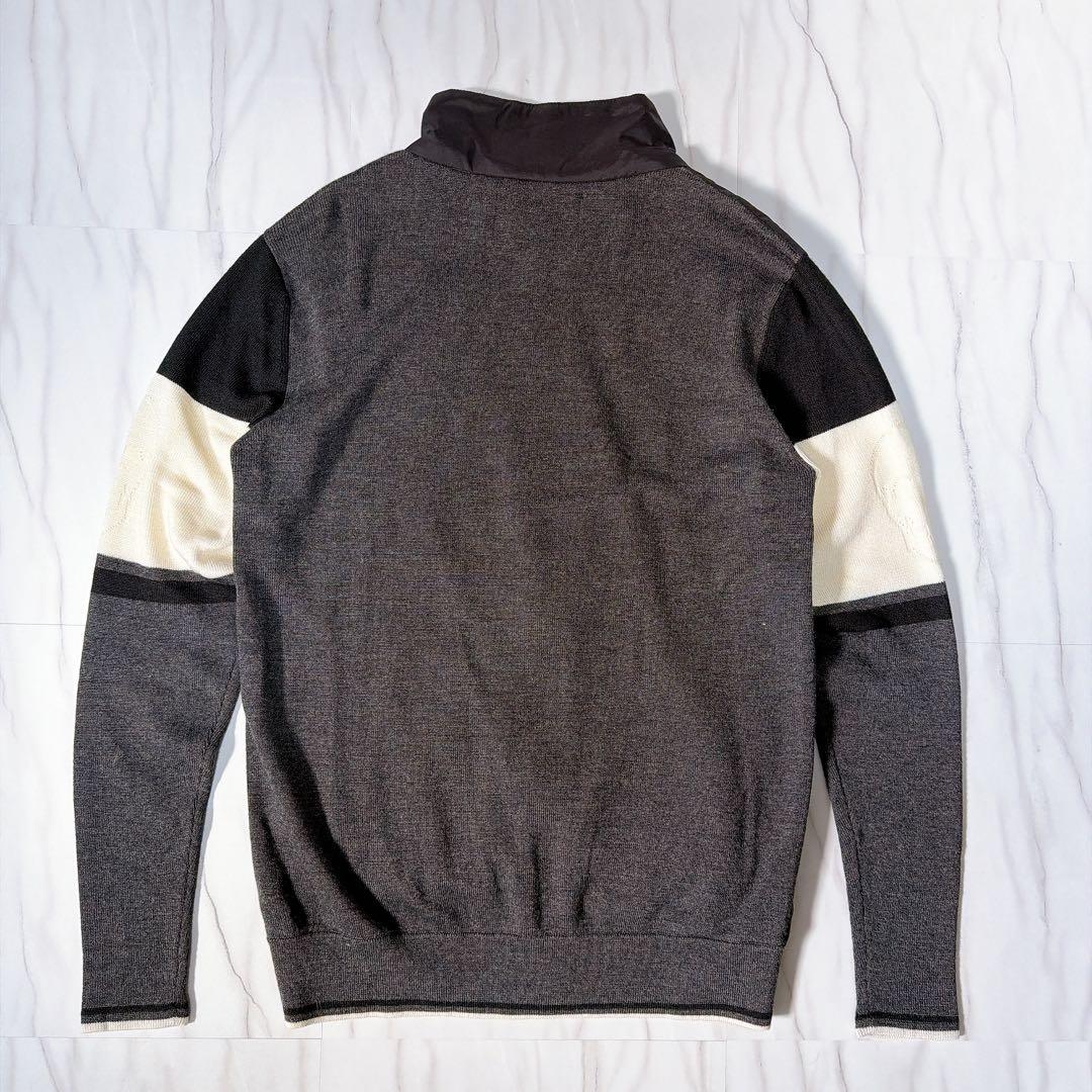 マークアンドロナ ドライバーズニット ナイロンニット切替え ブラック Mサイズ