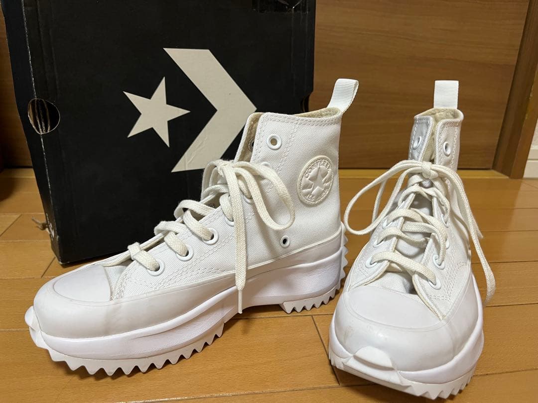レア】Converse ランスターハイク トリプルホワイト21.5 22cm厚底