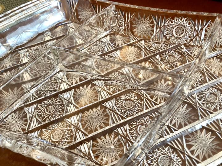 【激レア・豪華】ボヘミアグラス　パーティー用仕切り付き大皿