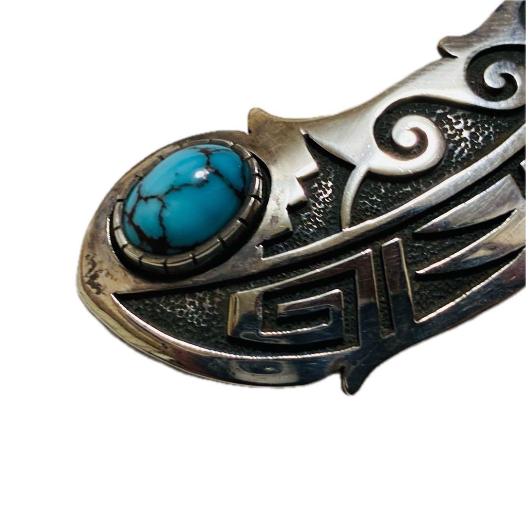 ホピ　ネックレス　ペンダント　サンフェイス　フェザー　ターコイズ　スターリング