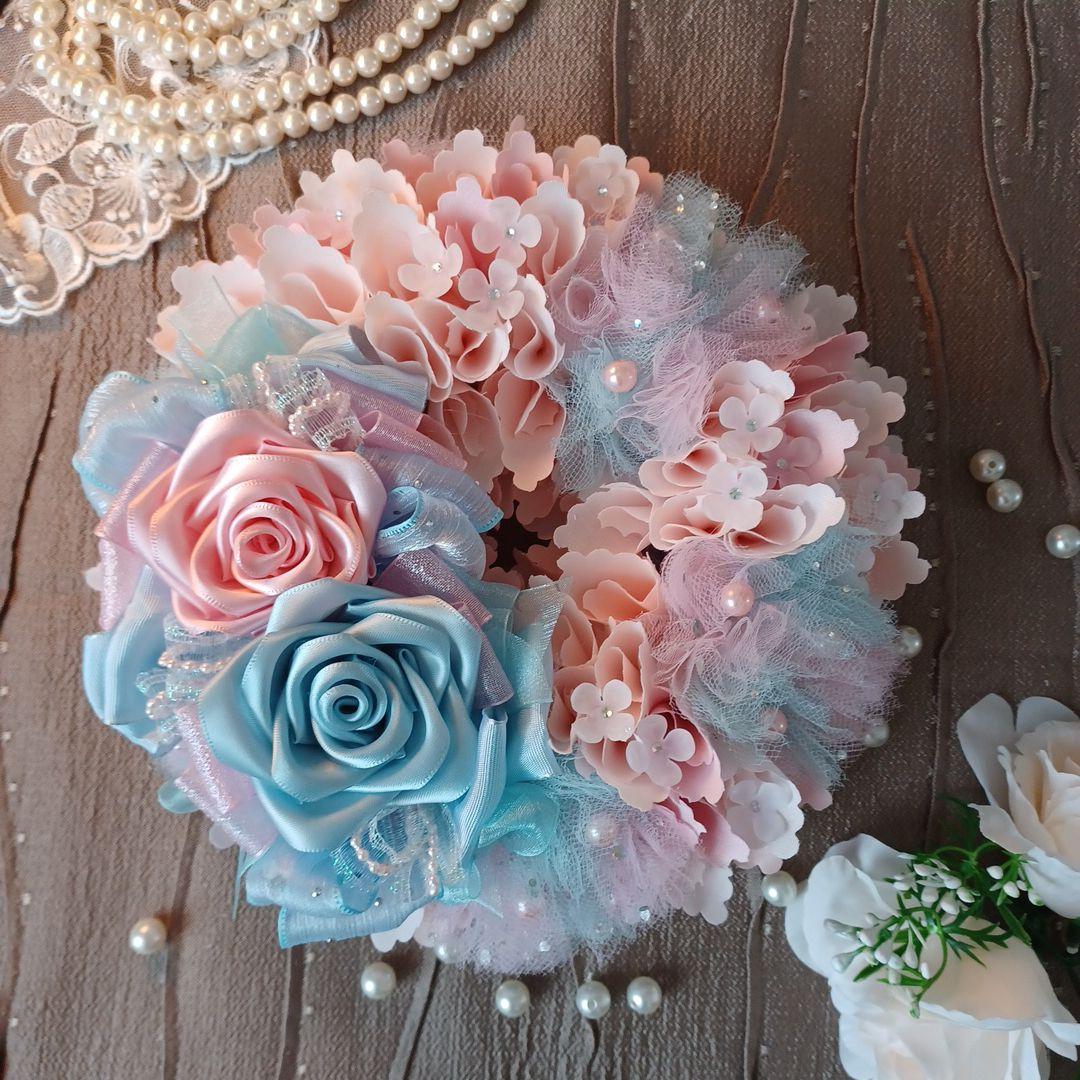 ＊こりどらす＊布リース　刺繍リボン　紫陽花リース