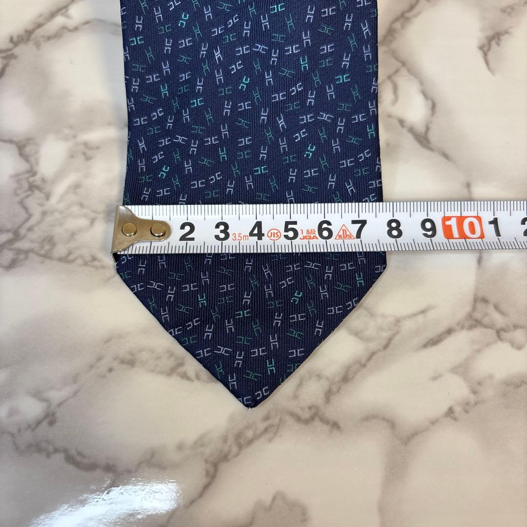 【極美品✨】HERMES ネクタイ　ファソネ　ネイビー　紺　刺繍　ブルー　青　H