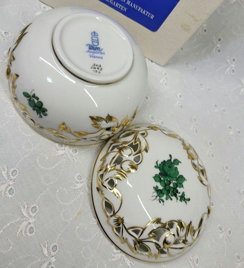 未使用近✨アウガルテン マリアテレジア 小物入れ ボンボニエール 大 透かし