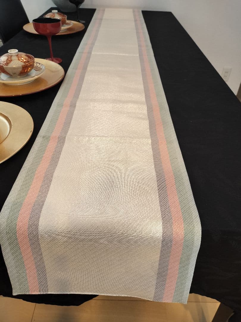 A904★高級‼️豪華刺繍‼️袋帯テーブルランナー2m12cm　リバーシブル