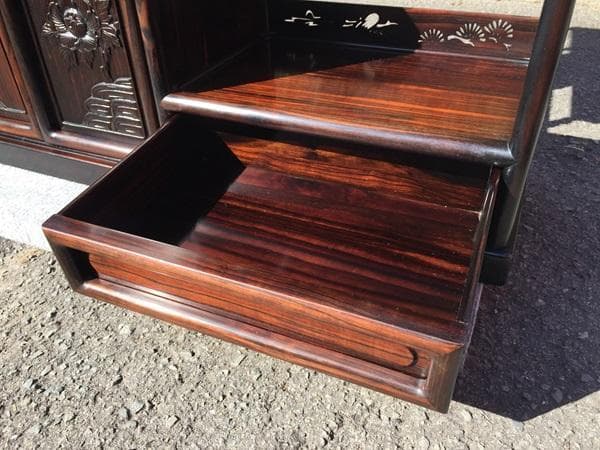 Ｙ 中古【高級銘木‼重量感あり‼】高級飾り棚 違い棚 唐木茶棚 茶箪笥 茶道