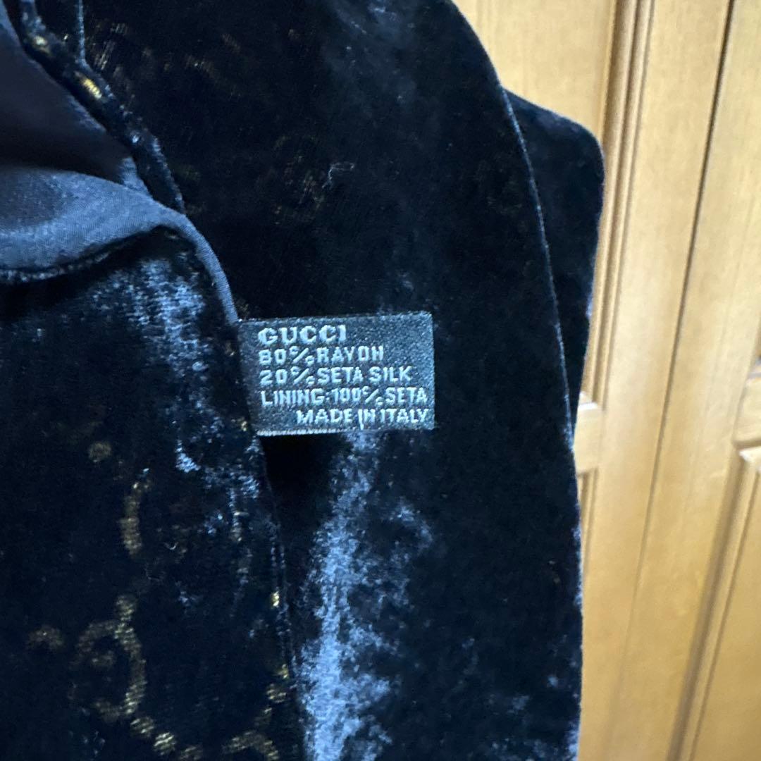 GUCCIグッチ黒いベルベットマフラー 男子兼用