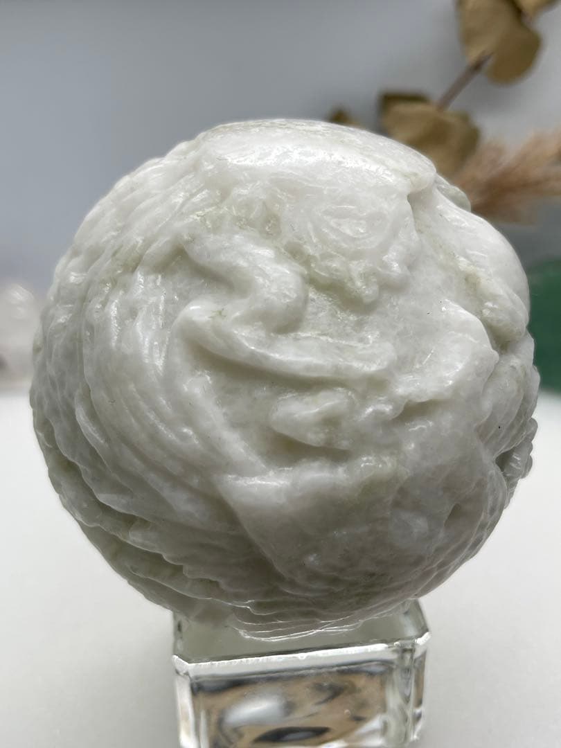 ありあ様7【1471】 龍&鳳凰彫スフィア カルサイト太極石