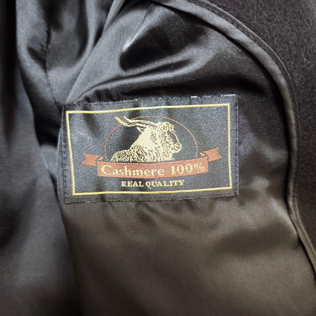 【未使用級】カシミヤ100% ステンカラーコート ロング 黒 L 冠婚葬祭