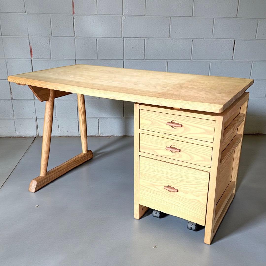 HR917 【天然無垢材】karimoku カリモク　デスクセット　ワゴン付