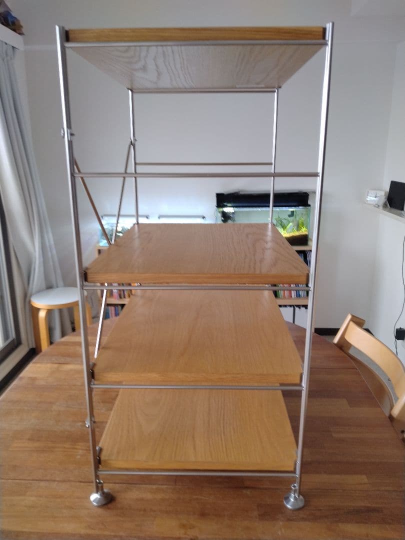 【訳あり美品】MUJI無印良品 ステンレスユニットシェルフ小56cmオーク材4段