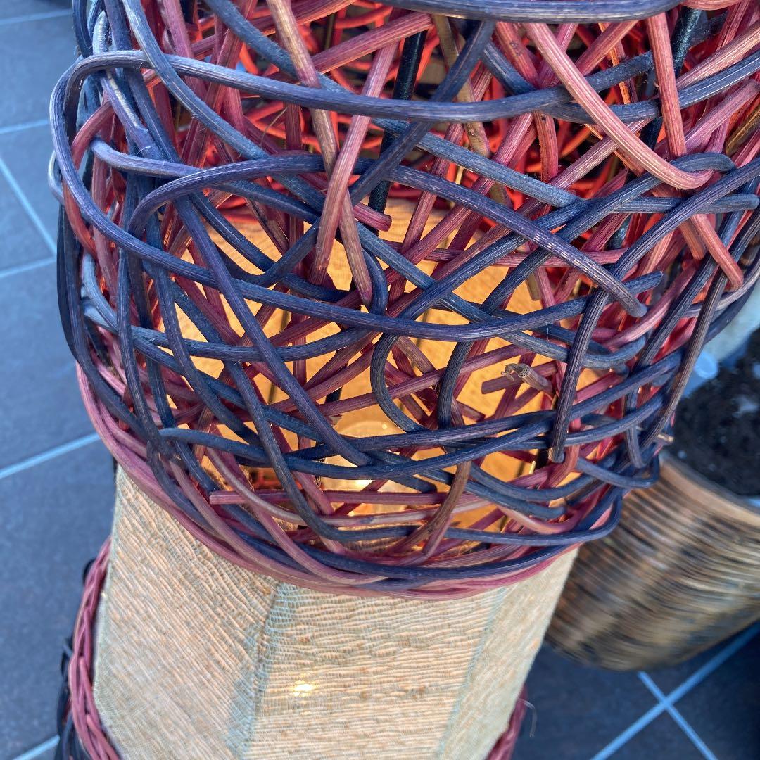 昭和レトロ エスニック ツル編み 円柱型フロアライト とんがりランプ 間接照明