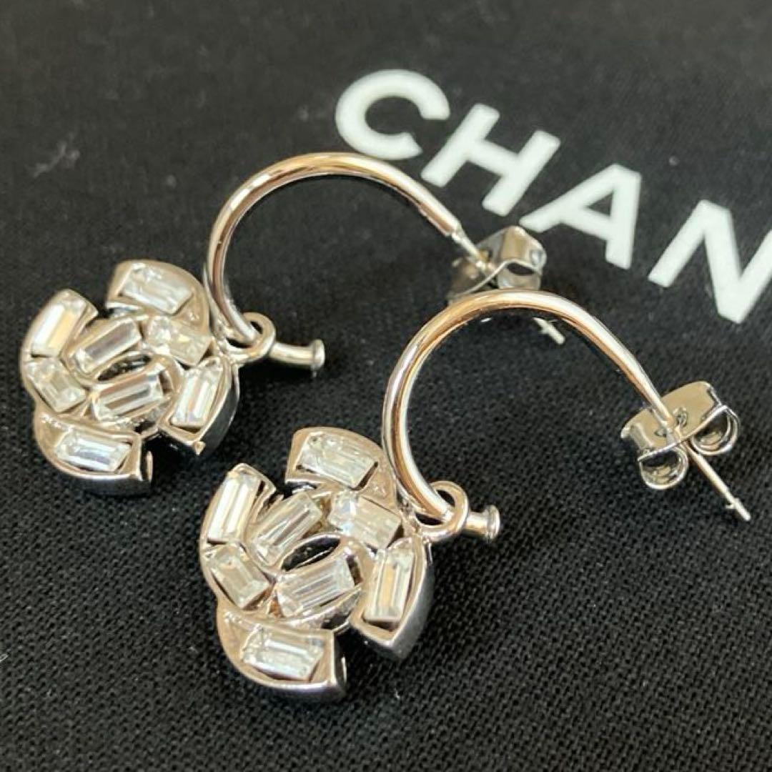 01P CHANEL シャネル CCマーク ラインストーン クリア×シルバー