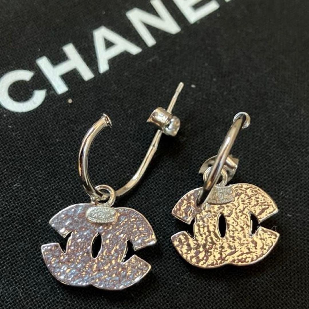 01P CHANEL シャネル CCマーク ラインストーン クリア×シルバー