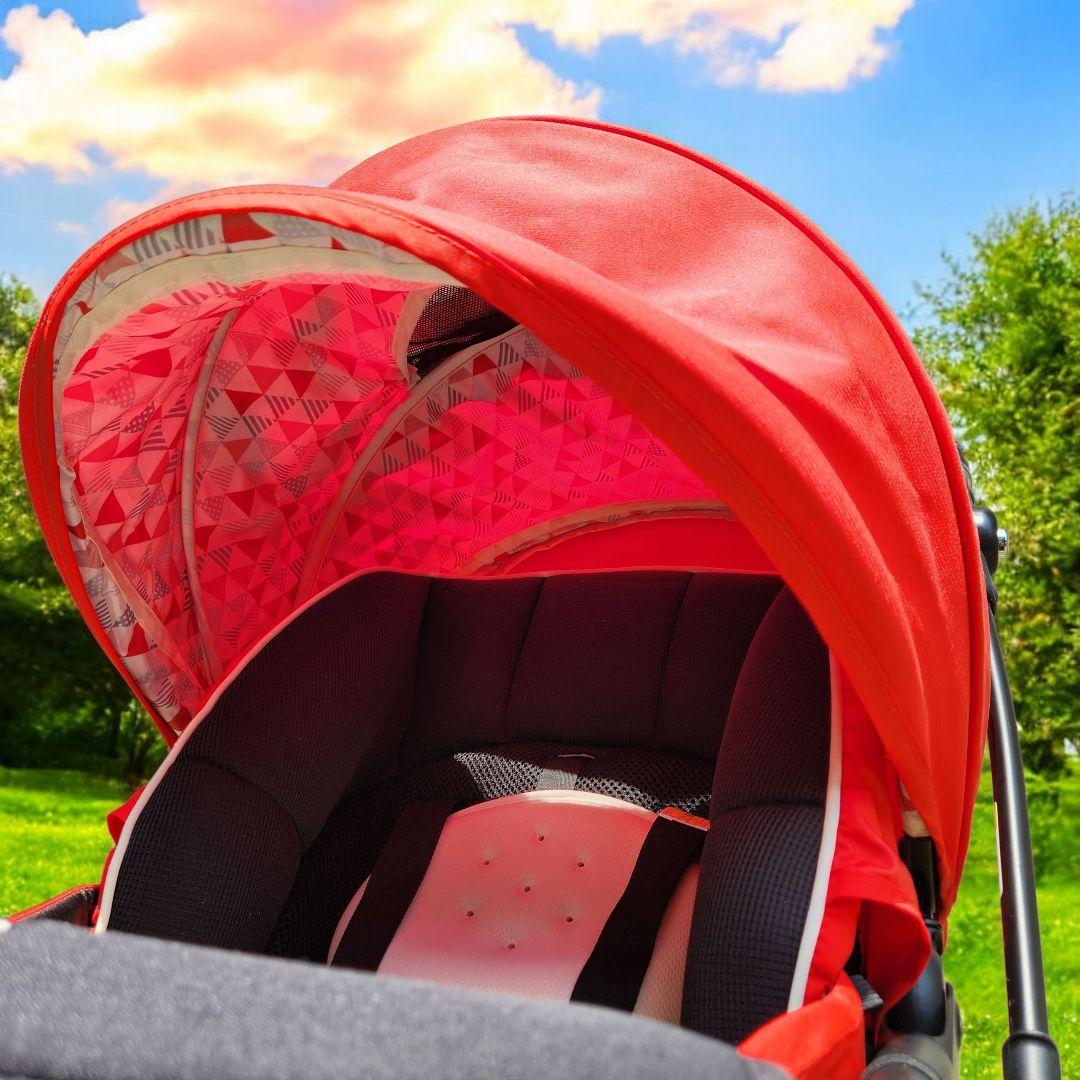 〈美品〉アップリカ ラクーナ ビッテ ソファークッション 赤 両体面 A型