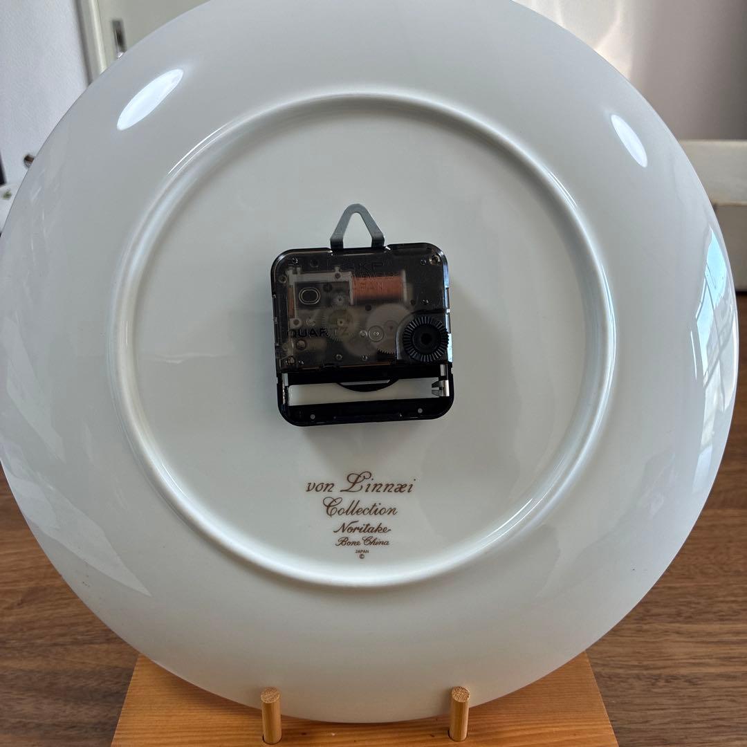 ノリタケ 皿時計 花柄 リンネ 未使用 皿立て付
