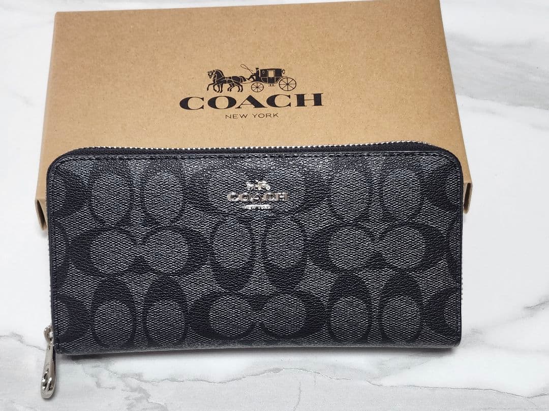 COACH ブラックグレー 長財布