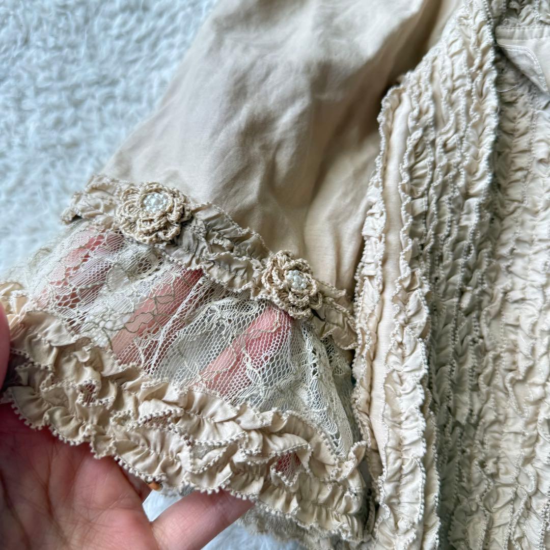 インゲボルグ ピコフリル ブラウス シルク混 レース パール ゴージャス 洗える