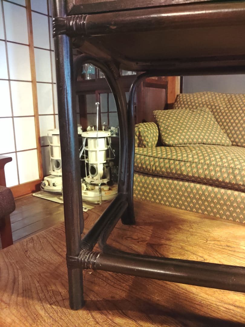 希少　ラタン　藤　ドレッサー　鏡台　真鍮　アンティーク　ラック　キャビネット