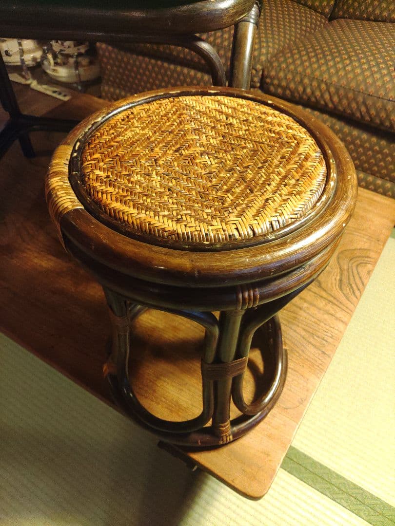 希少　ラタン　藤　ドレッサー　鏡台　真鍮　アンティーク　ラック　キャビネット