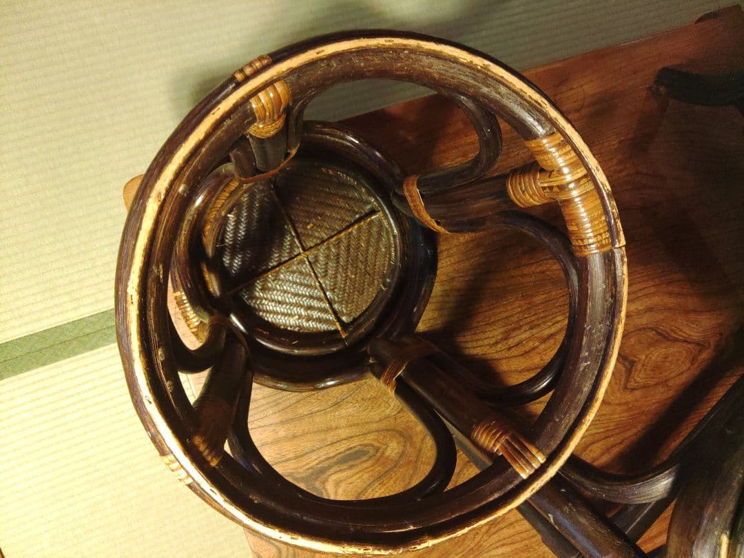 希少　ラタン　藤　ドレッサー　鏡台　真鍮　アンティーク　ラック　キャビネット