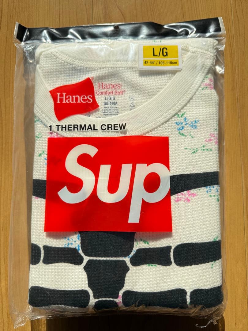 Supreme x Hanes Bones Thermal Crew box花柄