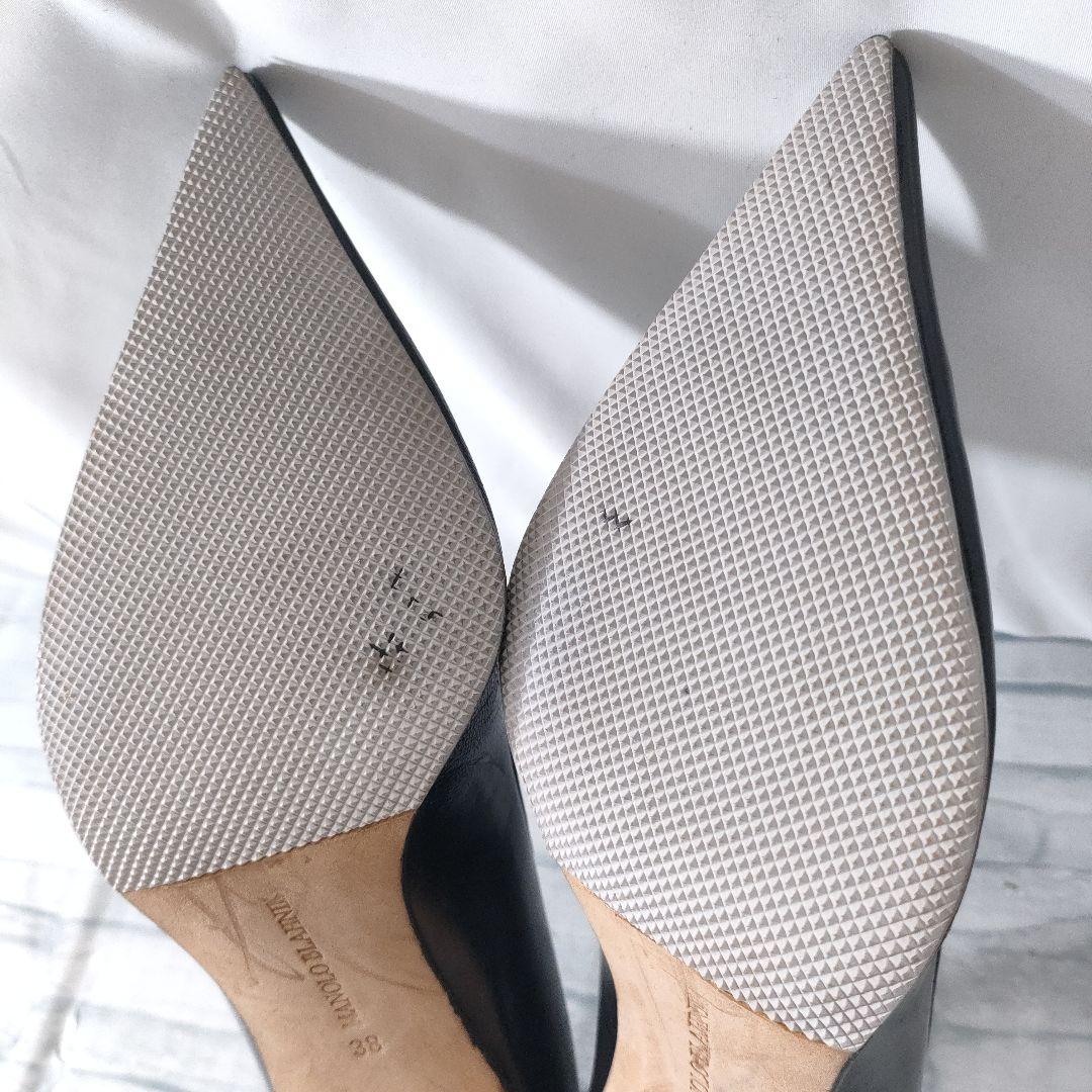 箱付き✨マノロブラニク　レザーパンプス　黒　ポインテッドトゥ　38