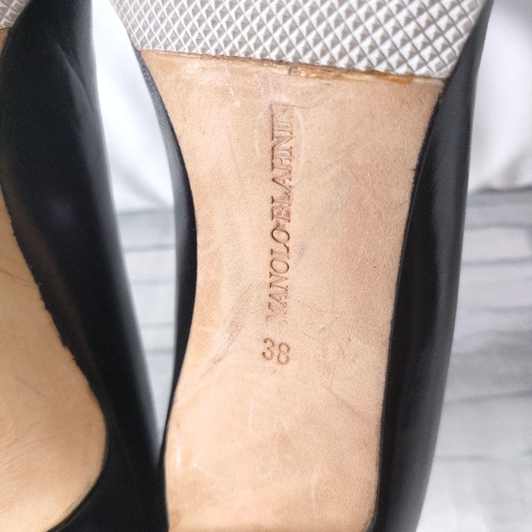 箱付き✨マノロブラニク　レザーパンプス　黒　ポインテッドトゥ　38