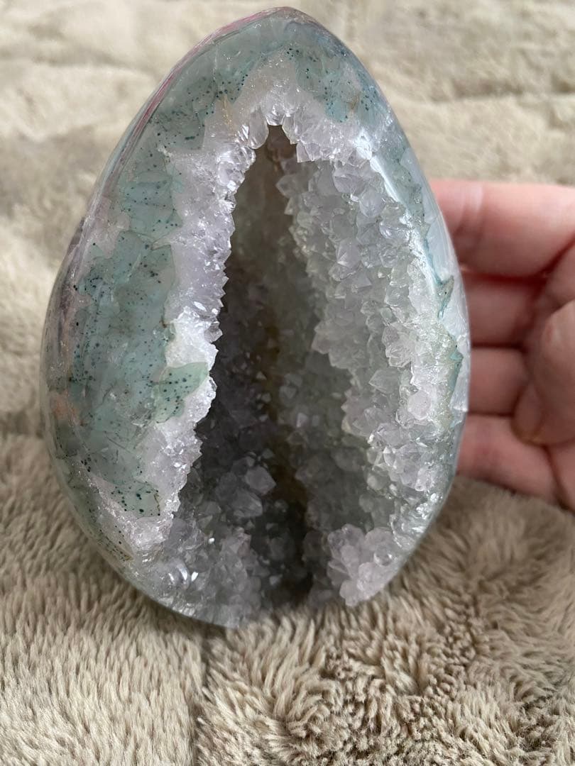 天然石 アゲート 卵型 グリーンアメジスト