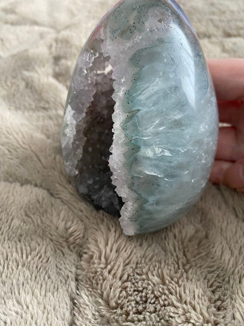 天然石 アゲート 卵型 グリーンアメジスト