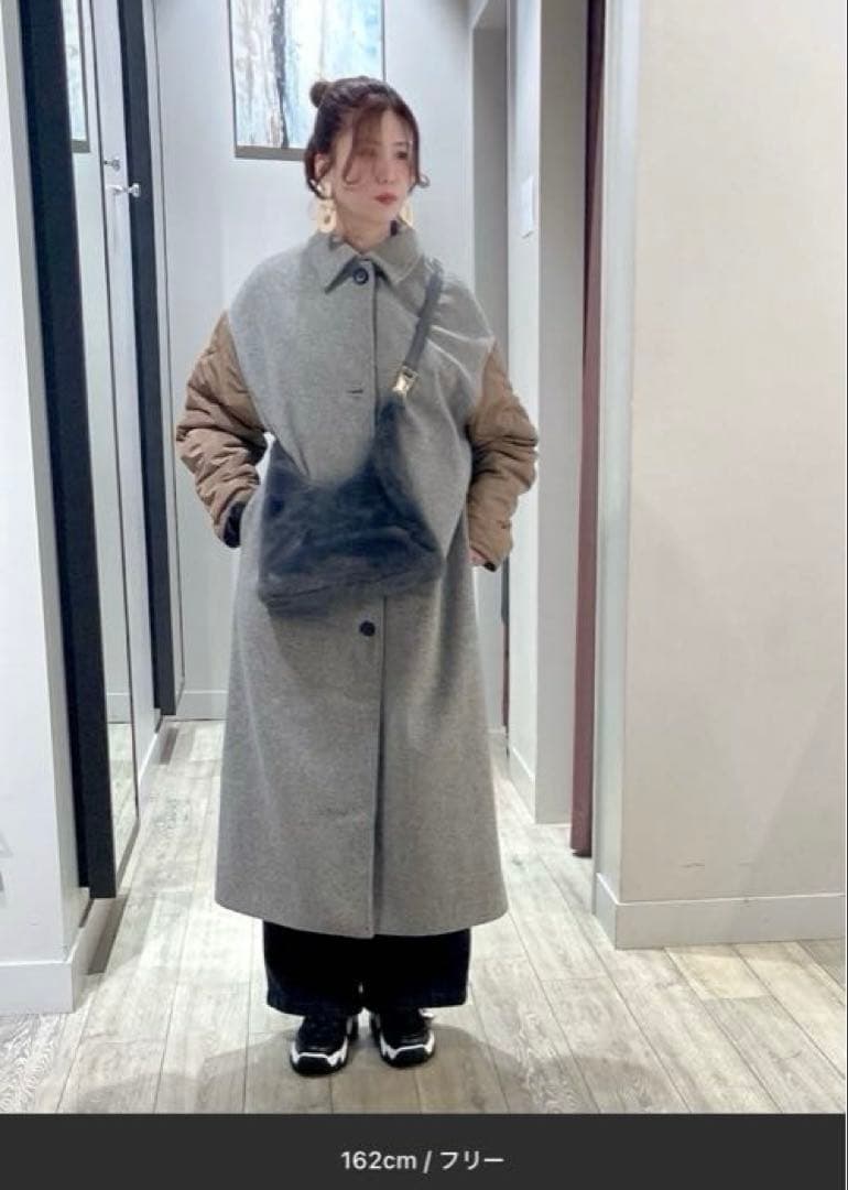 NOMINE◇袖キルティングステンカラーコート◇キャメル