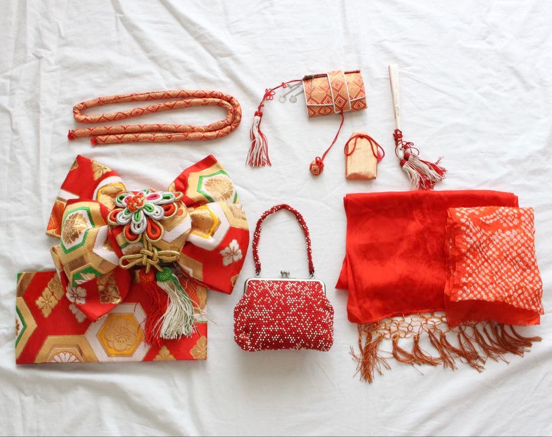 【専用】七五三 5歳前後 女の子 子供 アンティーク 着物 つくり帯 セット