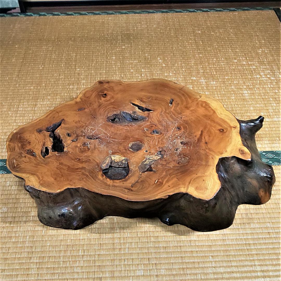 「木材の種類不明」一枚板　大型　飾り台　木星　花台　置物台　ディスプレイ