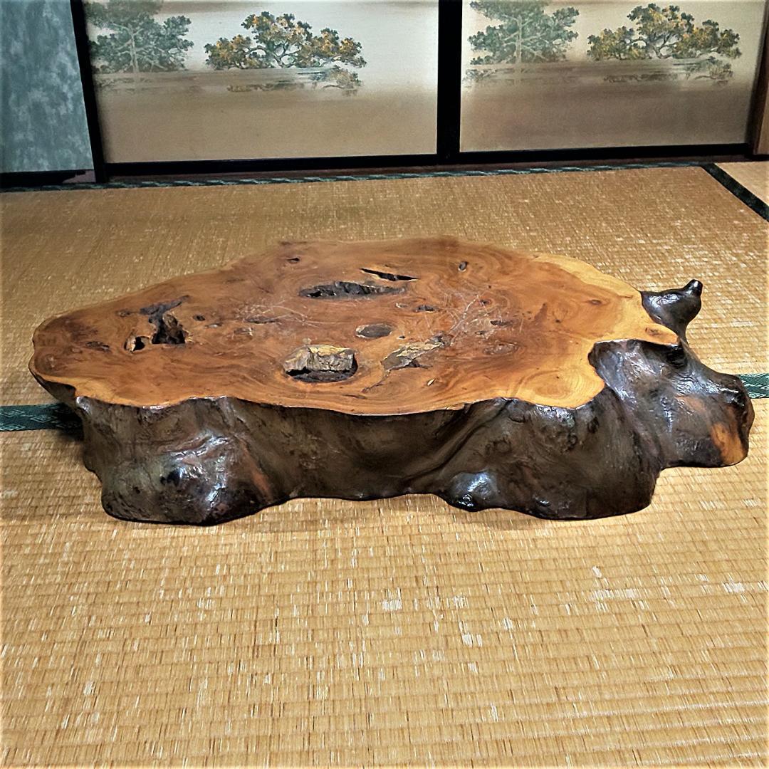 「木材の種類不明」一枚板　大型　飾り台　木星　花台　置物台　ディスプレイ