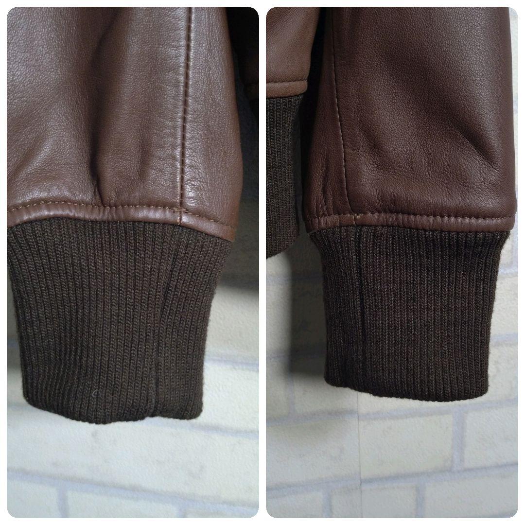 ダファー★柔らか リアルレザー 羊革 レザー ライダース ジャケット 茶 L