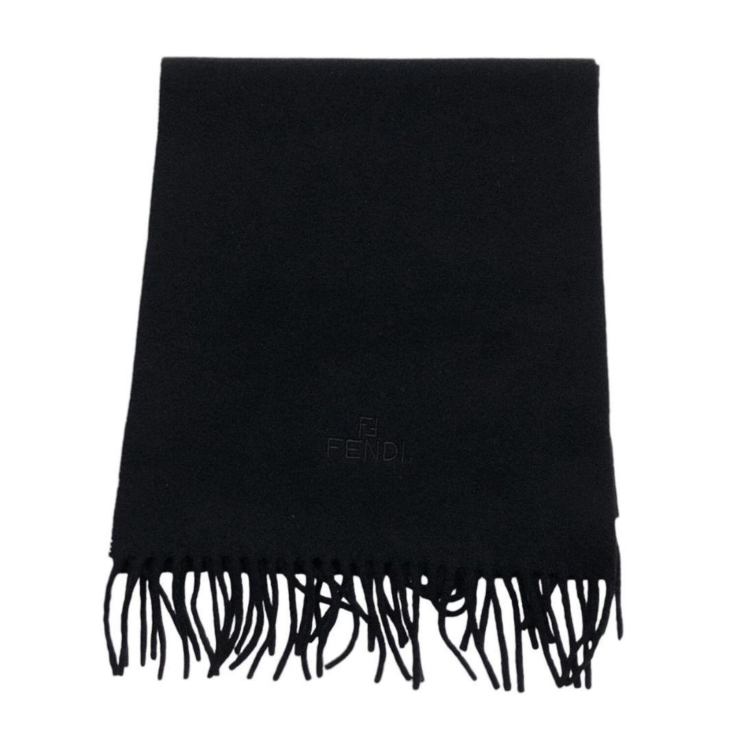 【極美品】FENDI フェンディ マフラー イタリア製 刺繍ロゴ ブラック 黒