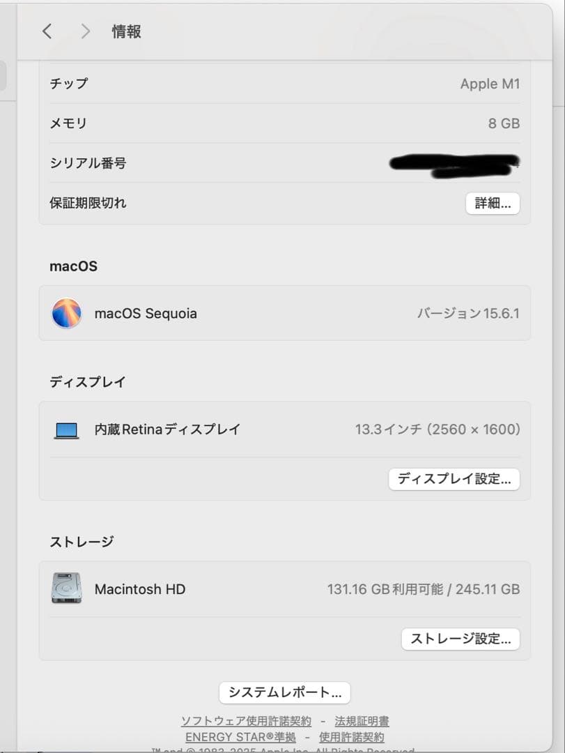 M1 Apple MacBook Air本体 8GM 256GB