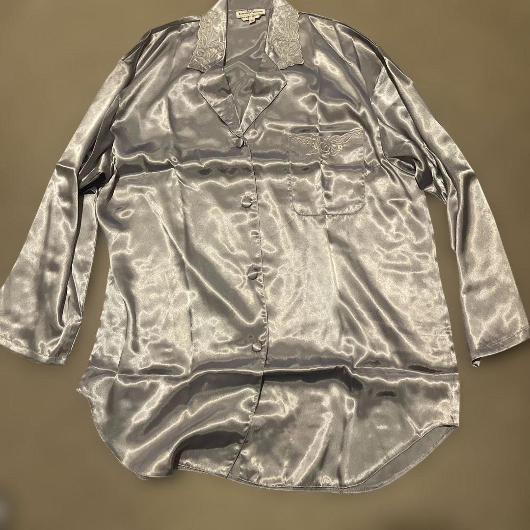 シルバー 100%シルク パジャマ 14号 Mサイズ