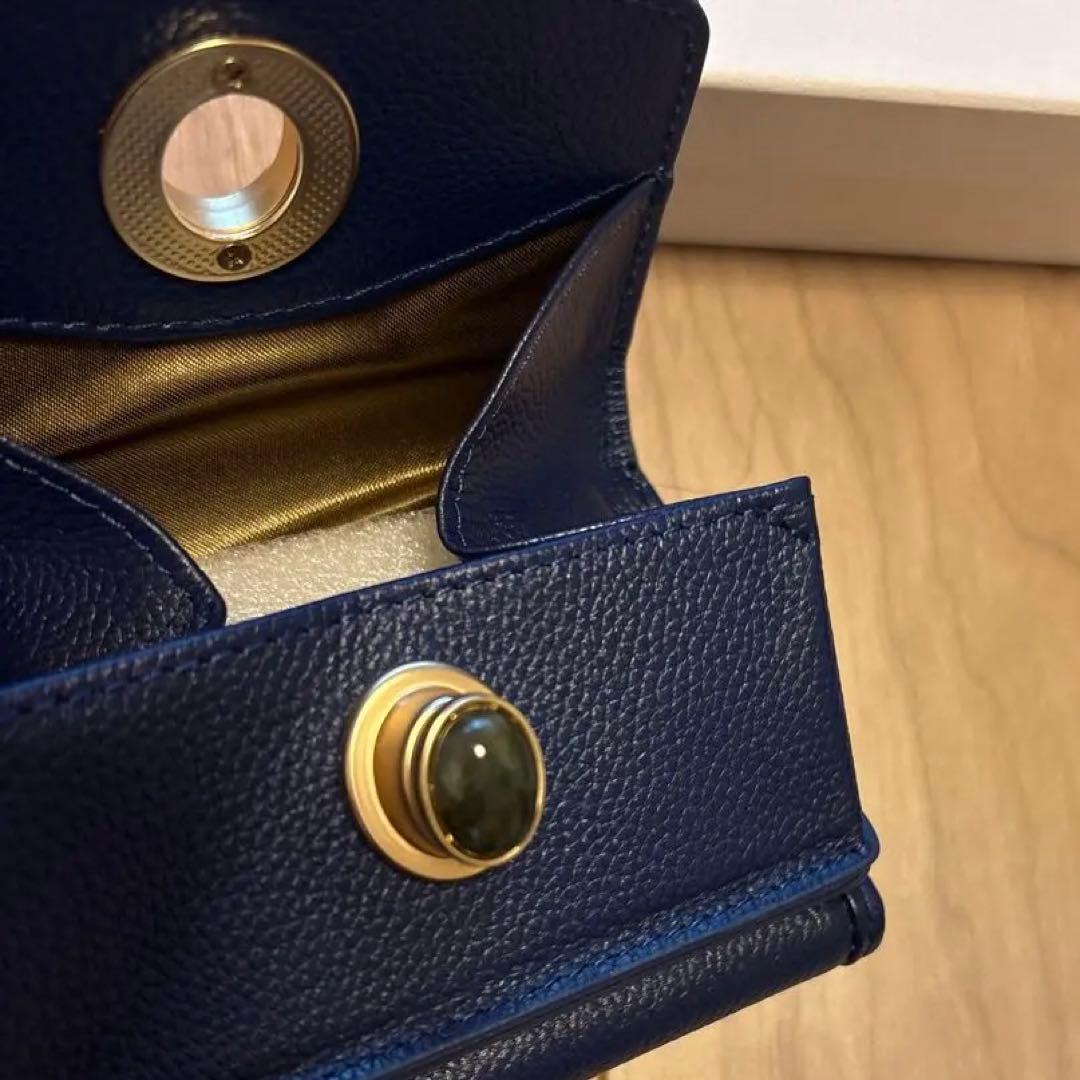 明日まで限定価格+新品*ハシバミの天然石ミニウォレットNavy/ラブラドライト*