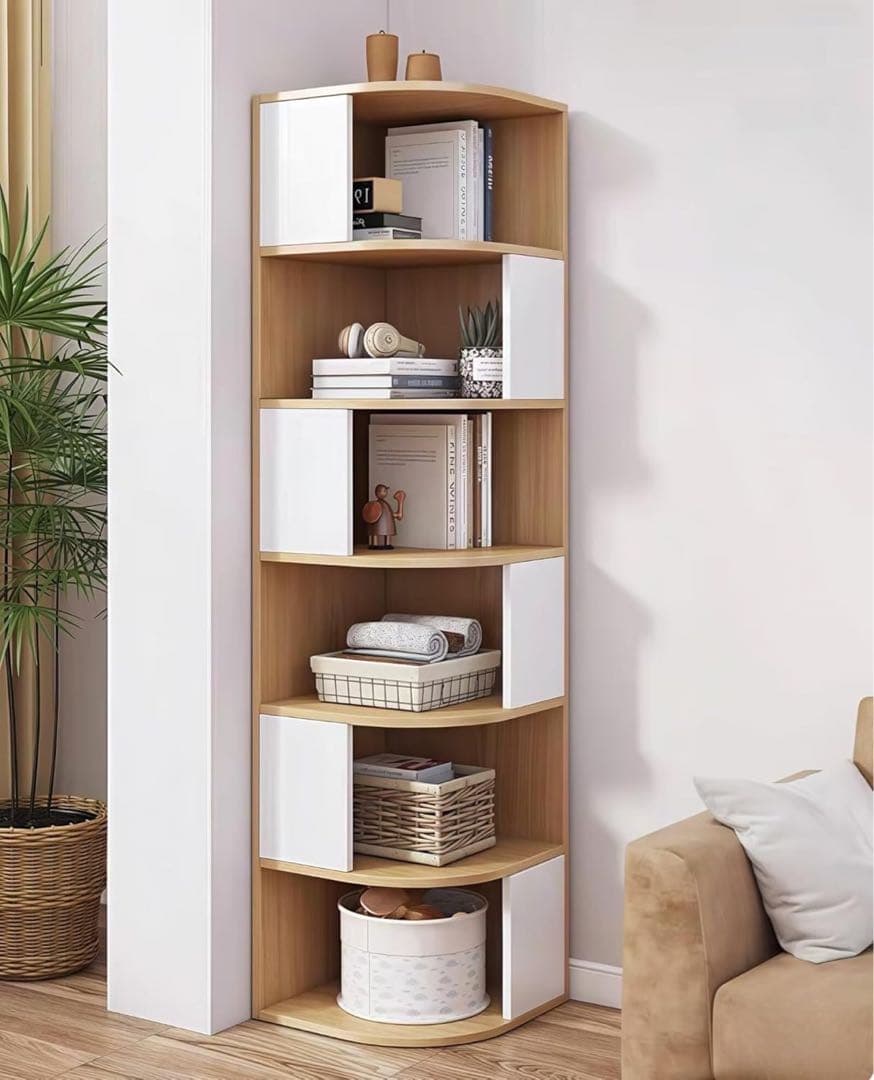 コーナーキャビネット コーナー本棚 多層シンプルな多機能収納ラック