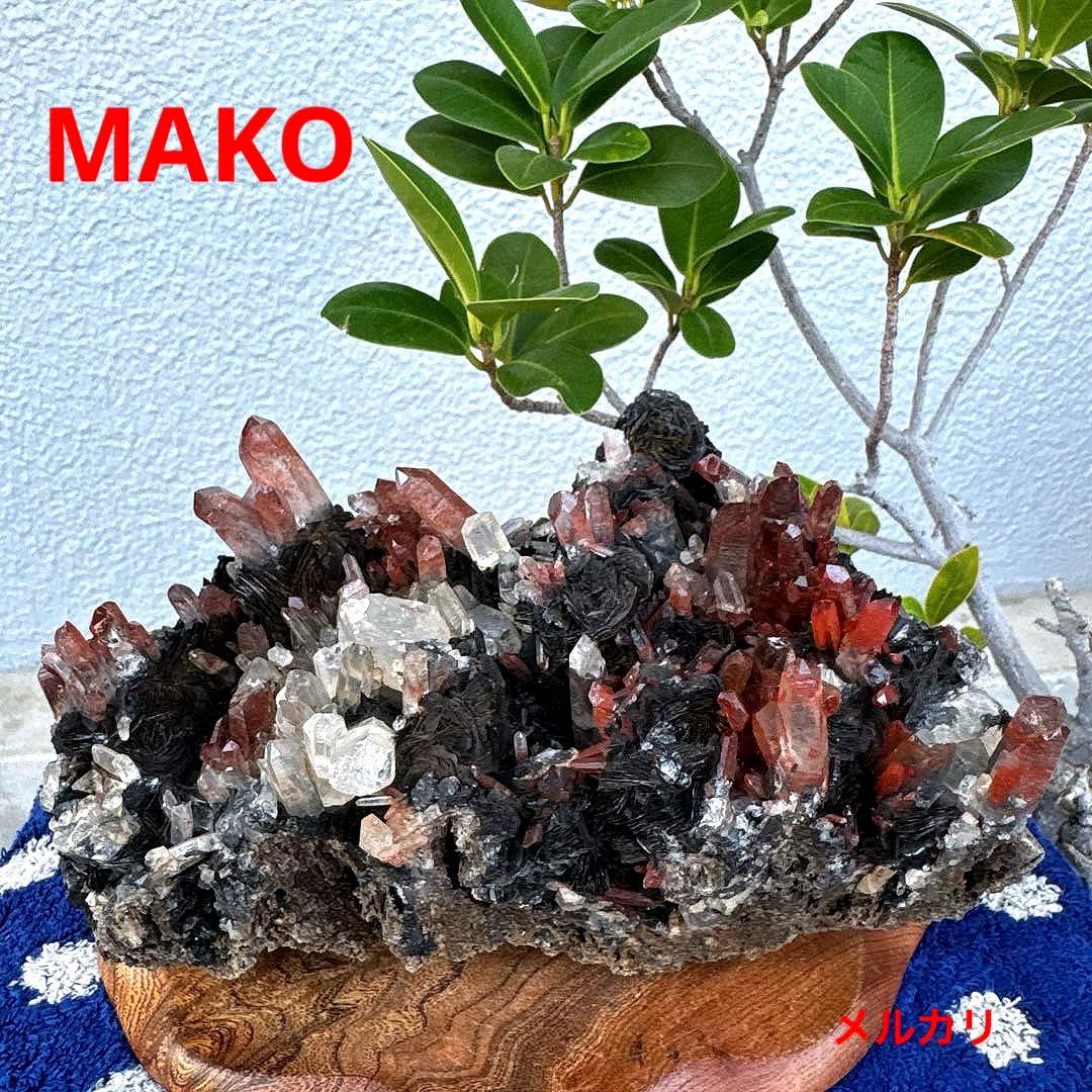 M1794☆アイアンローズ共生赤水晶クラスター1.7Kg☆広東省産☆N20720