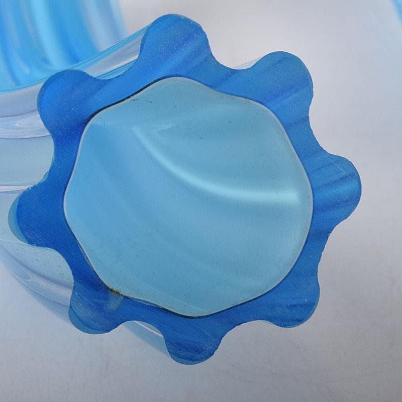 モダンアート　ガラス工芸　二口パイプ形　花入　共箱　8217