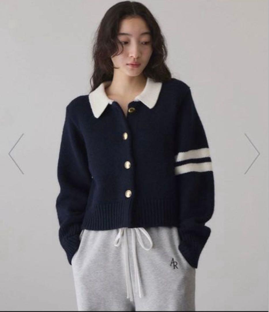 完売ADAM ET ROPE' FEMME 【WEB限定】ポロニットカーディガン