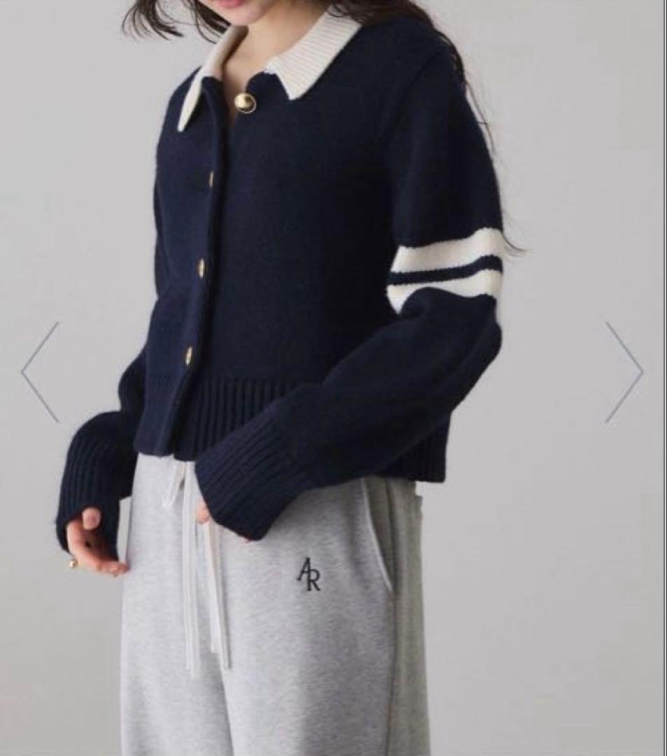 完売ADAM ET ROPE' FEMME 【WEB限定】ポロニットカーディガン