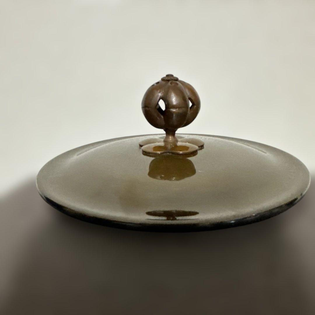 美品 在銘 金森 昭栄 摘み真形釜添え 唐銅鬼面風炉 銅製 茶釜 鉄瓶