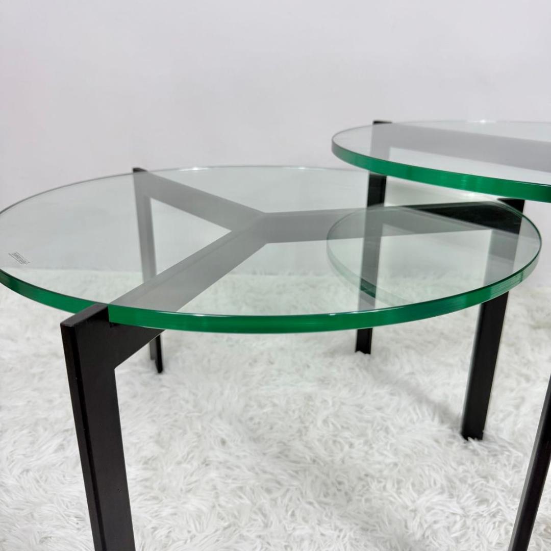 【美品】ARMONIA　アルモニア ガラス センターテーブル 丸型 92-8