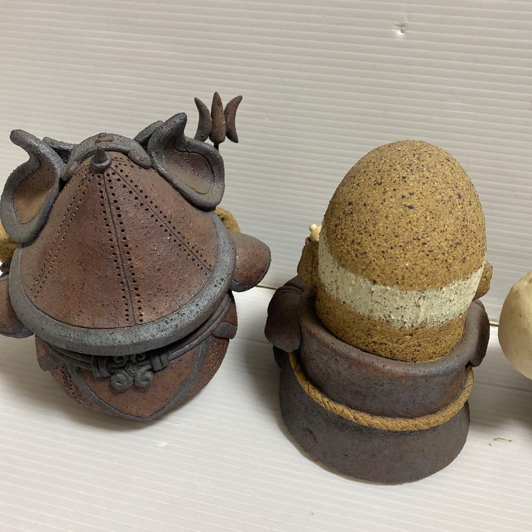 補修あり 土器 土鈴 七福神 和風 置物 オブジェ インテリア 陶芸 縁起物