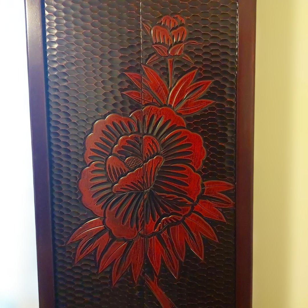 【福岡市南区お引き取り限定】鎌倉彫　三面鏡