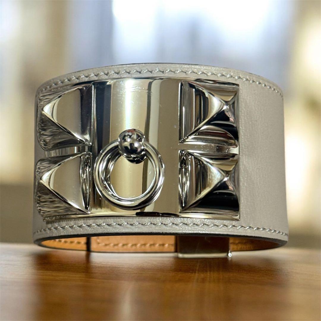 HERMES コリエ・ ド・シアン　トゥルテ ィエールグレー　レザーブレスレット