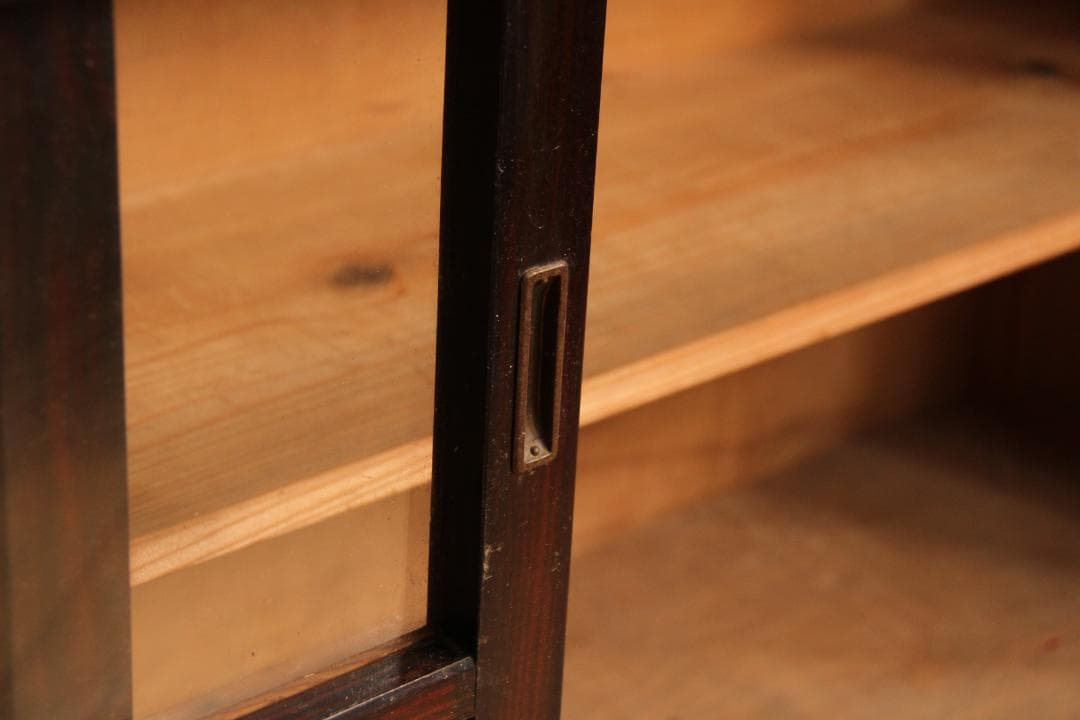 ガラス棚　食器棚　収納棚　木製棚　店舗什器　古道具　古家具　ビンテージ　レトロ