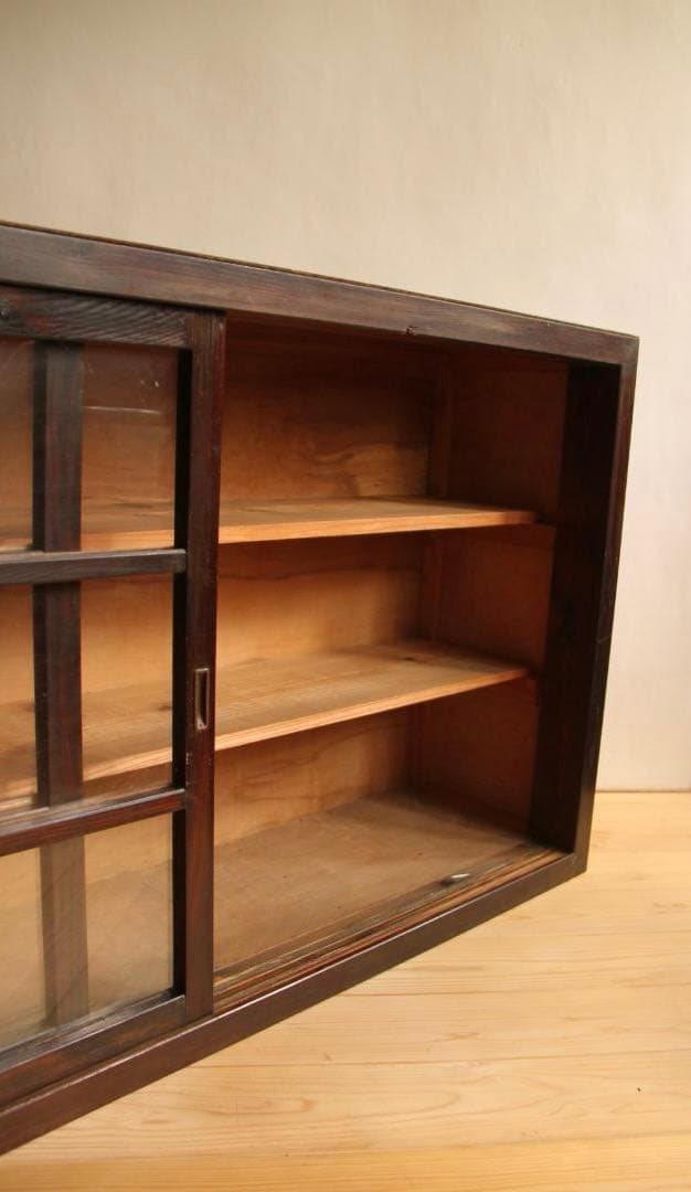 ガラス棚　食器棚　収納棚　木製棚　店舗什器　古道具　古家具　ビンテージ　レトロ